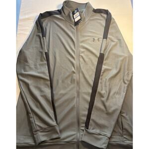 Under Armour Men's Gray Black Track Jacket XL Full Zip Woven Polyester